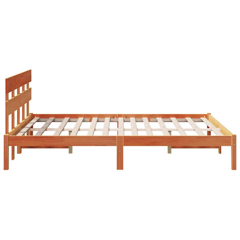 vidaXL Bed Frame with Headboard Brown 150 x 200 cm Solid Pine wood