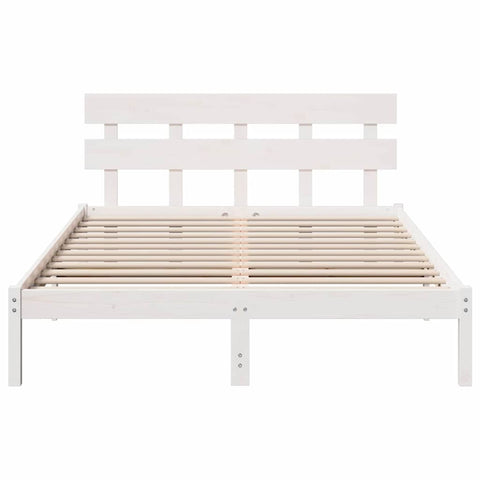 vidaXL Bed Frame with Headboard Brown 140 x 200 cm Solid Pine wood