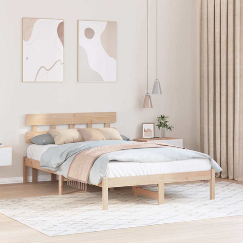vidaXL Bed Frame with Headboard Brown 120 x 200 cm Solid Pine wood