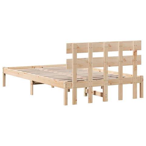 vidaXL Bed Frame with Headboard Brown 120 x 200 cm Solid Pine wood
