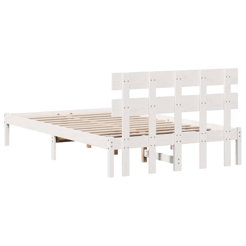 vidaXL Bed Frame with Headboard White 120 x 200 cm Solid Pine wood