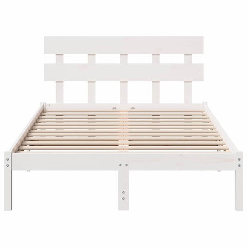 vidaXL Bed Frame with Headboard White 120 x 200 cm Solid Pine wood