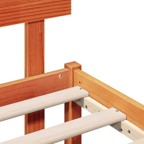 vidaXL Bed Frame with Headboard Brown 120 x 200 cm Solid Pine wood