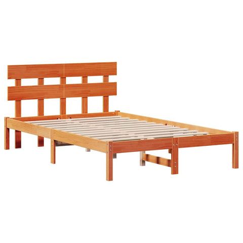 vidaXL Bed Frame with Headboard Brown 120 x 200 cm Solid Pine wood