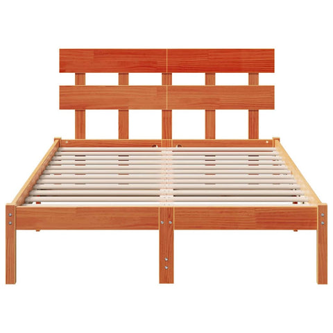 vidaXL Bed Frame with Headboard Brown 120 x 200 cm Solid Pine wood