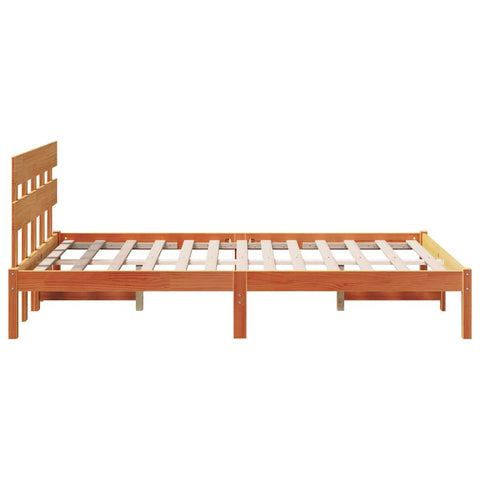 vidaXL Bed Frame with Headboard Brown 120 x 200 cm Solid Pine wood
