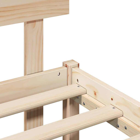 vidaXL Bed Frame with Headboard Brown 120 x 190 cm Solid Pine wood