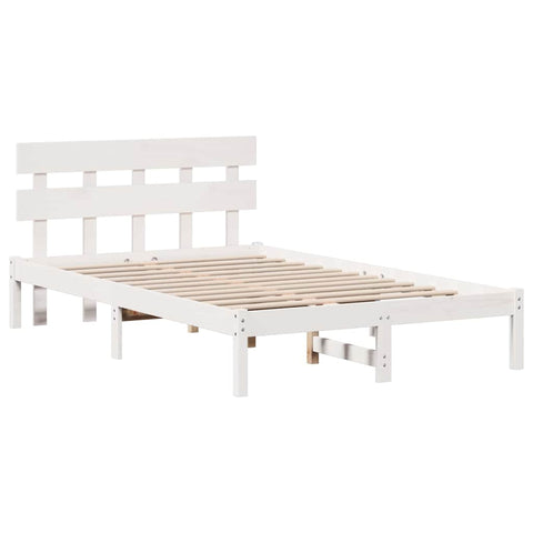 vidaXL Bed Frame with Headboard White 120 x 190 cm Solid Pine wood