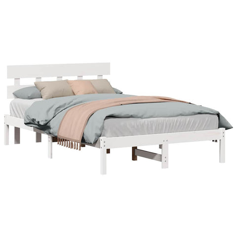 vidaXL Bed Frame with Headboard White 120 x 190 cm Solid Pine wood