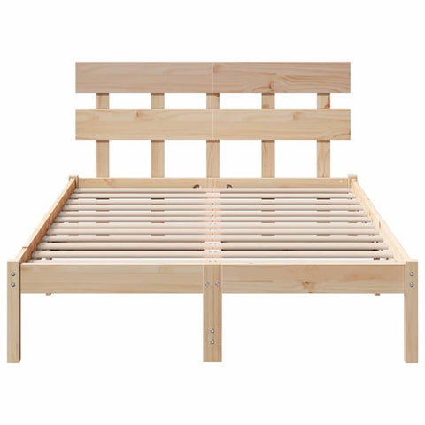 vidaXL Bed Frame with Headboard Brown 140 x 190 cm Solid Pine wood