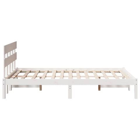 vidaXL Bed Frame with Headboard White 135 x 190 cm Solid Pine wood