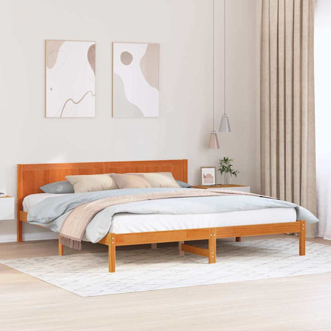 vidaXL Bed Frame Brown 200 x 200 cm Solid Pine wood