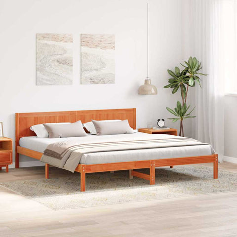 vidaXL Bed Frame Brown 200 x 200 cm Solid Pine wood