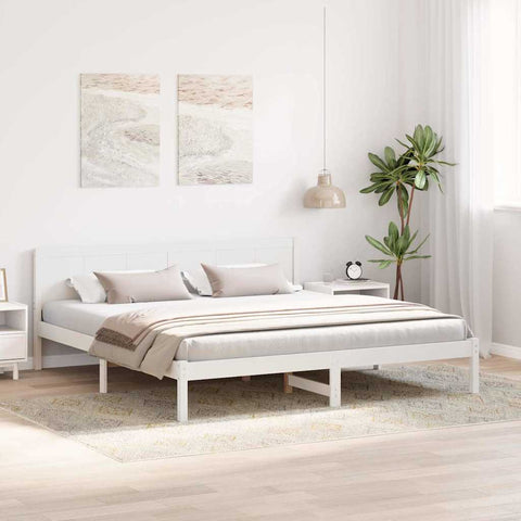 vidaXL Bed Frame White 180 x 200 cm Solid Pine wood