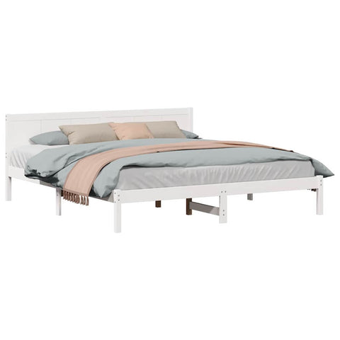 vidaXL Bed Frame White 180 x 200 cm Solid Pine wood