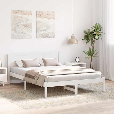 vidaXL Bed Frame White 160 x 200 cm Solid Pine wood