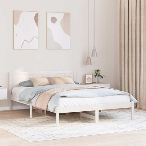 vidaXL Bed Frame White 150 x 200 cm Solid Pine wood