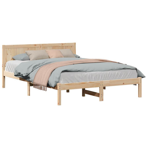 vidaXL Bed Frame Brown 140 x 200 cm Solid Pine wood
