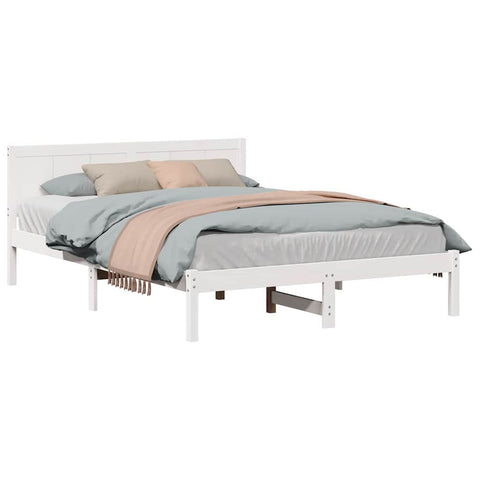 vidaXL Bed Frame White 140 x 200 cm Solid Pine wood