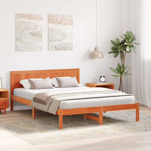 vidaXL Bed Frame Brown 140 x 200 cm Solid Pine wood