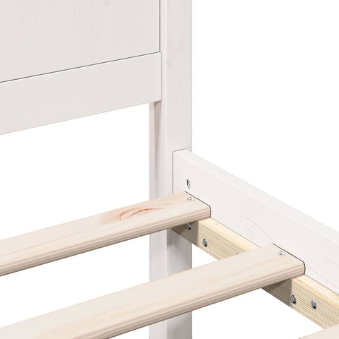 vidaXL Bed Frame White 135 x 190 cm Solid Pine wood