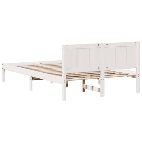 vidaXL Bed Frame White 135 x 190 cm Solid Pine wood