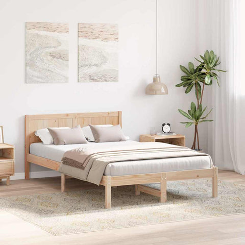 vidaXL Bed Frame Brown 120 x 190 cm Solid Pine wood