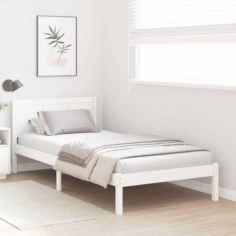 vidaXL Bed Frame White 90 x 190 cm Solid Pine wood