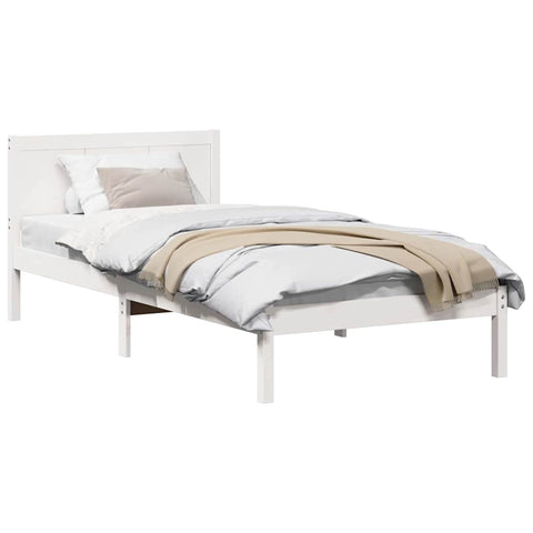 vidaXL Bed Frame White 90 x 190 cm Solid Pine wood