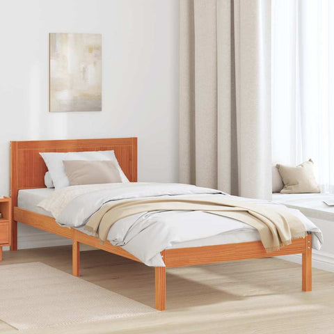 vidaXL Bed Frame Brown 75 x 190 cm Solid Pine wood