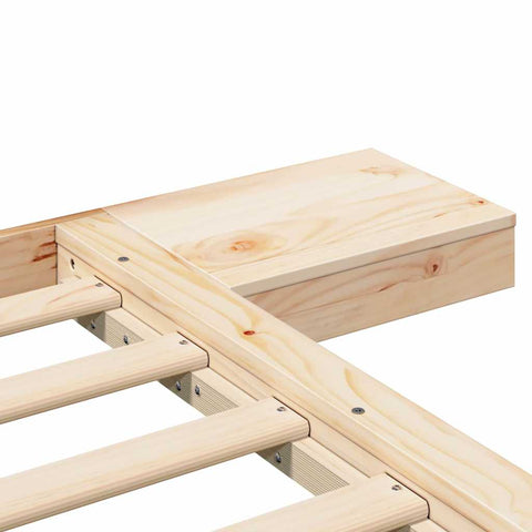 vidaXL Floor Bed Frame with Bedside Tables 200x200cm Solid Wood
