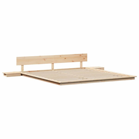 vidaXL Floor Bed Frame with Bedside Tables 200x200cm Solid Wood
