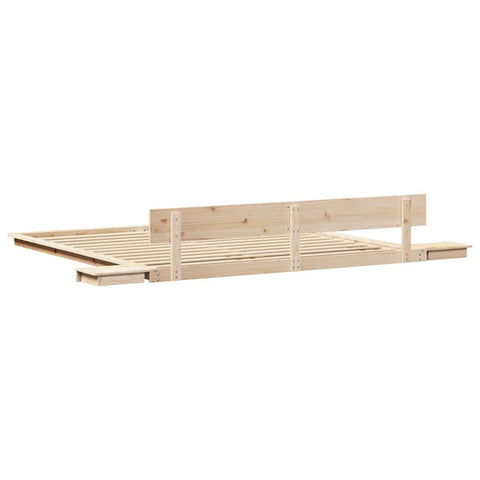 vidaXL Floor Bed Frame with Bedside Tables 200x200cm Solid Wood
