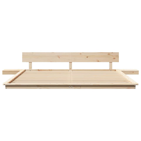 vidaXL Floor Bed Frame with Bedside Tables 200x200cm Solid Wood