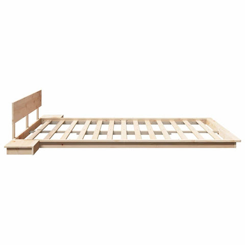 vidaXL Floor Bed Frame with Bedside Tables 200x200cm Solid Wood