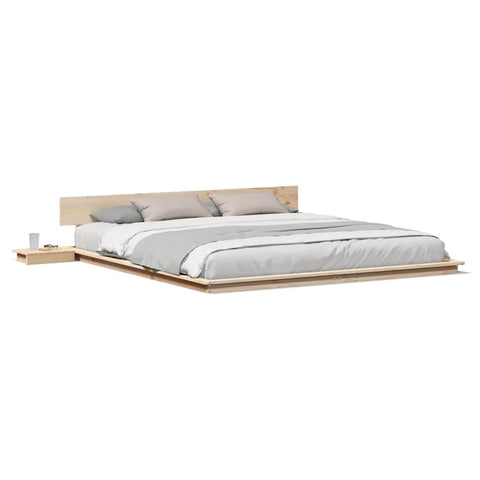 vidaXL Floor Bed Frame with Bedside Tables 200x200cm Solid Wood