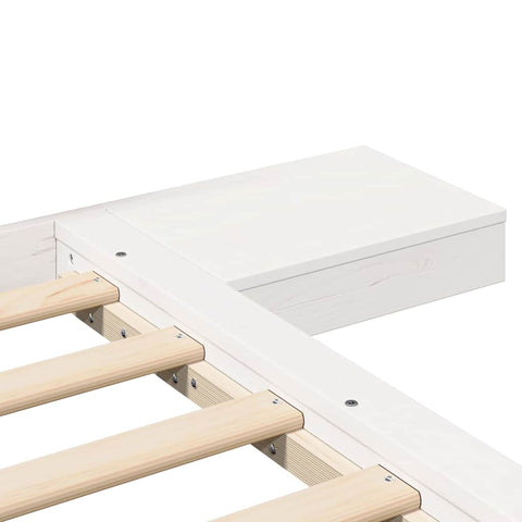 vidaXL Floor Bed Frame with Bedside Tables White 200x200cm Solid Wood