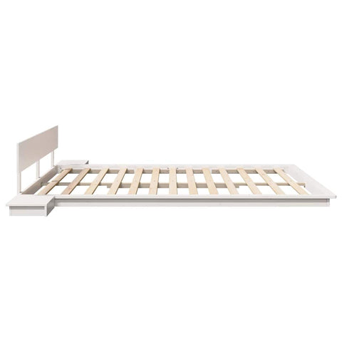 vidaXL Floor Bed Frame with Bedside Tables White 200x200cm Solid Wood