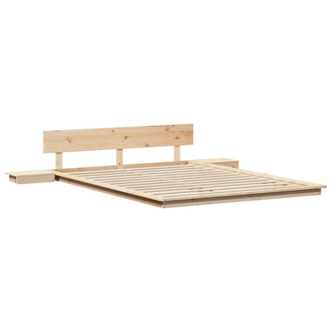 vidaXL Floor Bed Frame with Bedside Tables 150x200cm Solid Wood