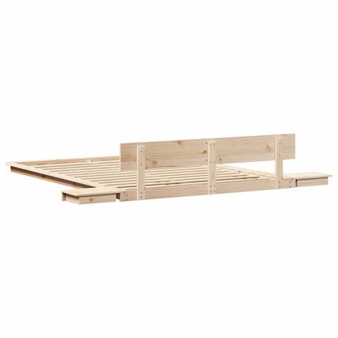 vidaXL Floor Bed Frame with Bedside Tables 150x200cm Solid Wood