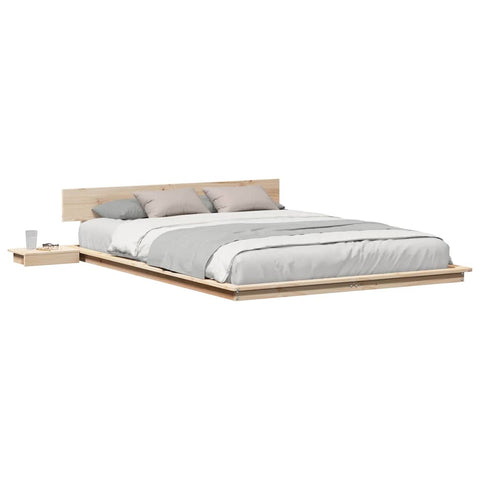 vidaXL Floor Bed Frame with Bedside Tables 150x200cm Solid Wood