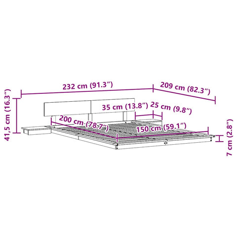 vidaXL Bed Frame White 150 x 200 cm Wood