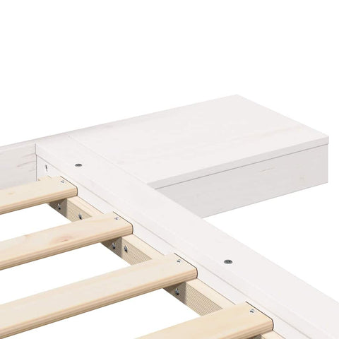 vidaXL Floor Bed Frame with Bedside Tables White 140x200cm Solid Wood