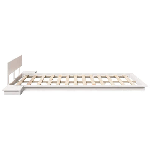 vidaXL Floor Bed Frame with Bedside Tables White 140x200cm Solid Wood