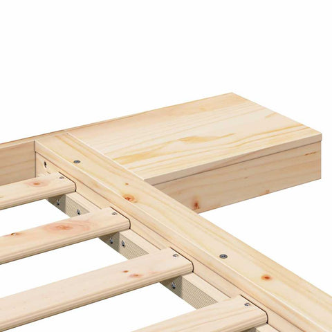 vidaXL Floor Bed Frame with Side Tables 135x190cm Solid Wood