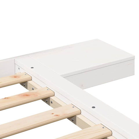 vidaXL Floor Bed Frame with Bedside Tables White 135x190cm Solid Wood