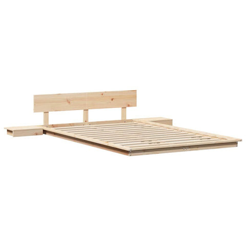 vidaXL Floor Bed Frame with Bedside Tables 120x190cm Solid Wood