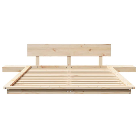 vidaXL Floor Bed Frame with Bedside Tables 120x190cm Solid Wood