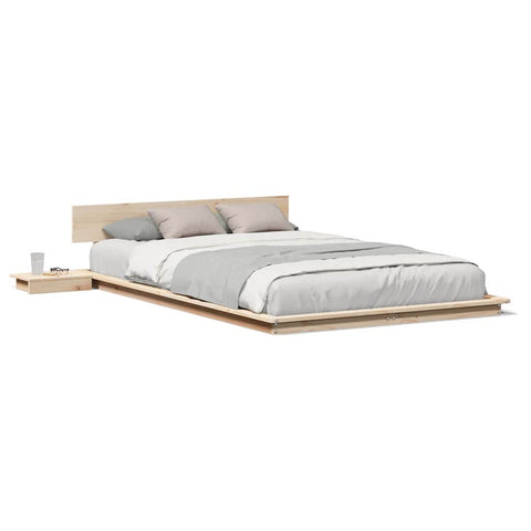 vidaXL Floor Bed Frame with Bedside Tables 120x190cm Solid Wood