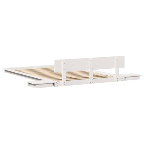 vidaXL Floor Bed Frame with Bedside Tables White 120x190cm Solid Wood